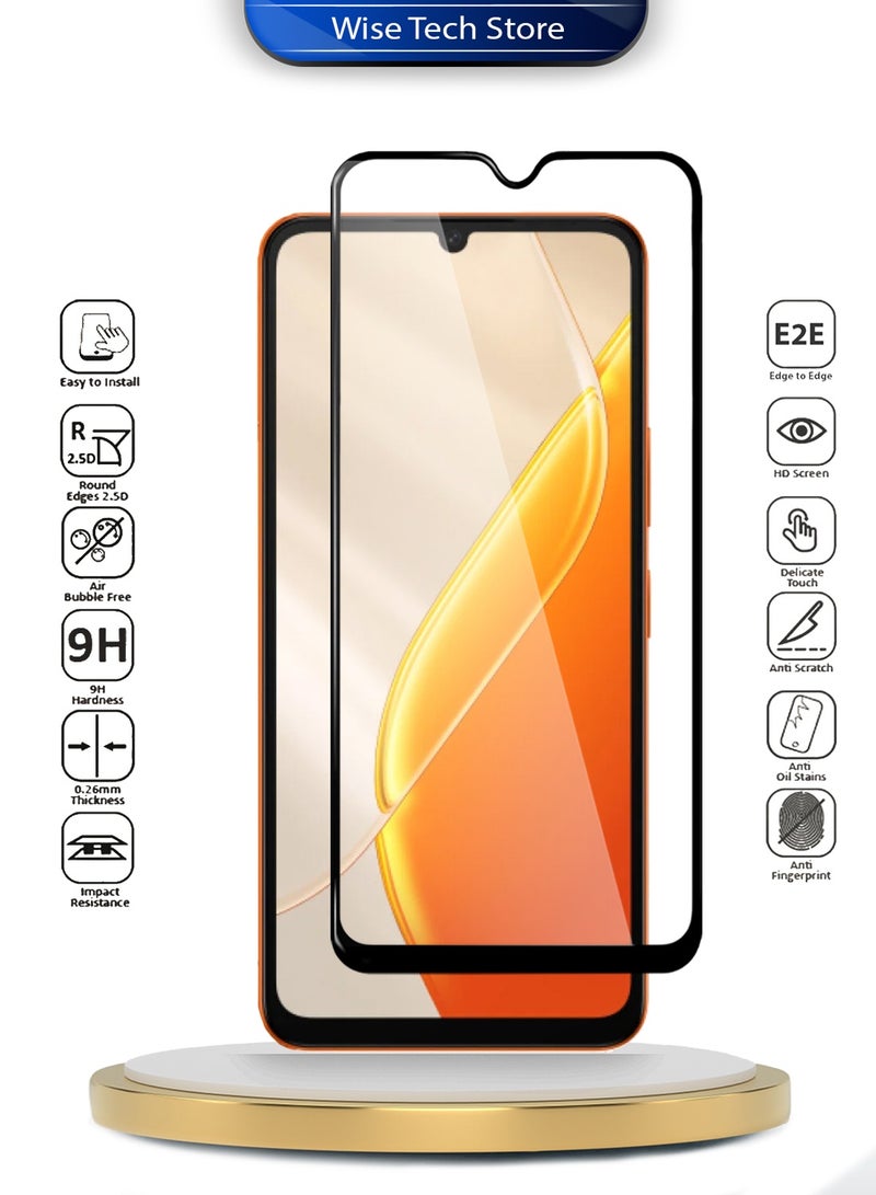 دبليو تيك واقي شاشة زجاجي مقسّى كامل الغراء والتغطية بالكامل لسلسلة itel A200 / itel A200+ 4G 2026 Premium E2E (MSGECN) - شفاف/أسود - Image 2